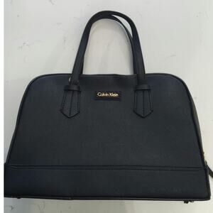 Calvin Klein luxury purse/tote black w/gold hardware leather strap/handles chic